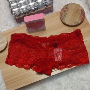 Red Lace Cheeky Boyshorts Panties Size Large 🆕